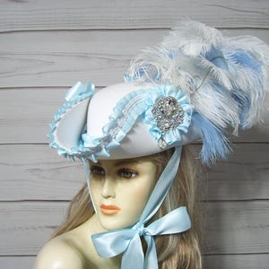 Ladies Wedding Pirate Hat, White Tricorn Hat, Renaissance, Gasparilla, 22.5&quot; inside circ