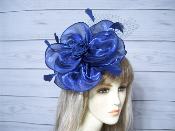 Navy Flower Fascinator, Kentucky Derby Fascinator Hat, Navy  display picture 3