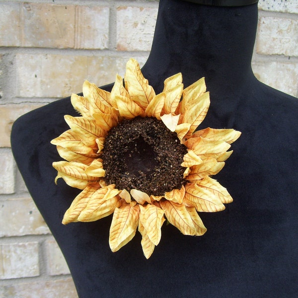 Sunflower Pin, Large Yellow Sunflower Brooch Sunflower Hat Pin Coat Pin Tea Party Sunflower Pin