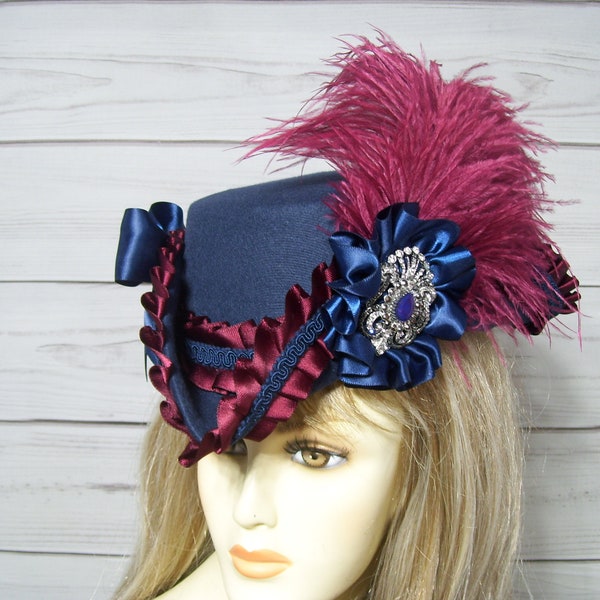 Navy Tricorn Hat Pirate Hat Renaissance Pirate Hat 1800s Style Hat Gasparilla Hat Halloween Tricorn Hat Marie Antoinette Hat