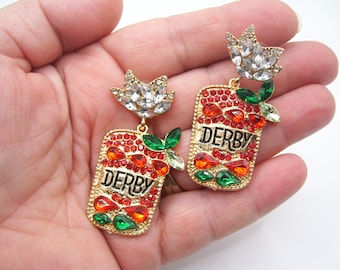 Kentucky Derby Earrings, Mint Julip Earrings, Derby Cocktail Earrings, Derby Jewelry, Pierced Earrings, SEE VIDEO