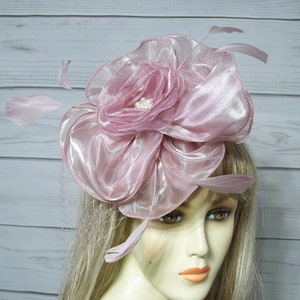 Ladies Pink Flower Fascinator Hat, Pink Kentucky Derby Fascinator Hat, Wedding Fascinator, Easter Hat, Mother&#39;s Day Fascinator, Garden