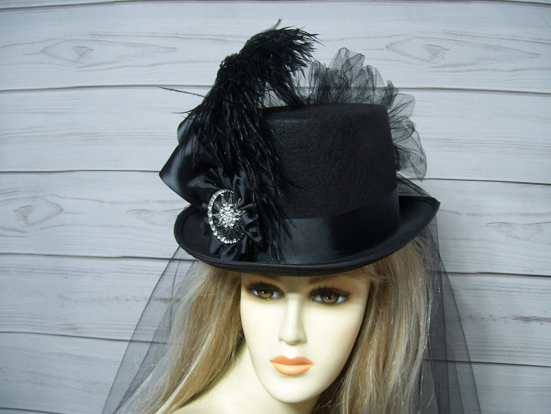 Stevie Nicks Inspired Black Top Hat Kentucky Derby Top Hat Etsy