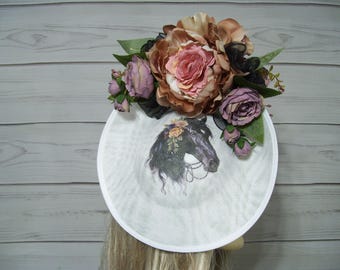 Ladies Fascinator With Flowers and Bird Hat, Kentucky Derby  display picture 1