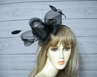 Black Fascinator, Black Kentucky Derby Fascinator Hat, Wedding Fascinator, Easter Hat, Mothers Day Fascinator, Garden Party Tea