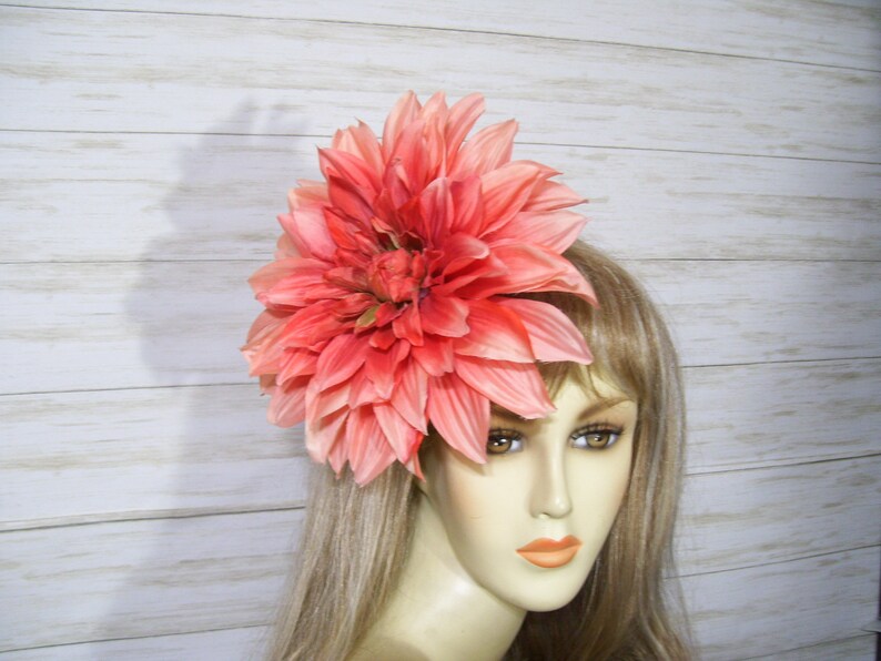 Ombre Orange Dahlia Flower Fascinator Tea Party Hat Floral Fascinator Wedding Flower Hat Kentucky Derby Flower Fascinator
