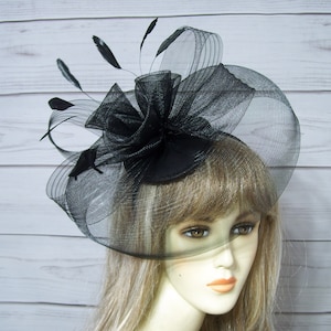 Ladies Black Fascinator, Kentucky Derby Fascinate Hat, Wedding Fascinator, Easter, Mother&#39;s Day Fascinator, Red Garden Party Tea, USA Seller