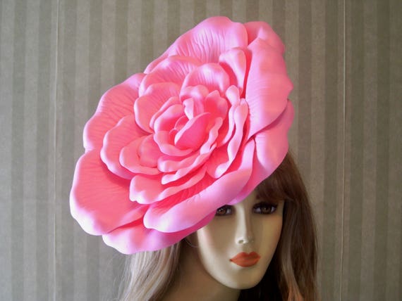 Pink Kentucky Derby Fascinator Rose Hat, 13 Inches Wide  display picture 3