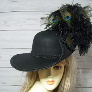 Cavalier Hat Black Cavalier Hat Black Pirate Hat, Black Renaissance Hat Puss n Boot Hat 17th Century Black Hat 3 Musketeer Hat image 2
