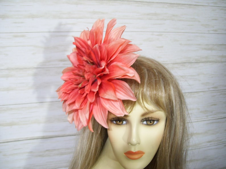 Ombre Orange Dahlia Flower Fascinator Tea Party Hat Floral Fascinator Wedding Flower Hat Kentucky Derby Flower Fascinator