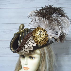 Brauner Piratenhut mit Oktopus, Dreispitz, Renaissance Hut, Halloween Piratenhut, Gasparilla Piratenhut, Jack Sparrow Innendurchmesser 57,5 cm