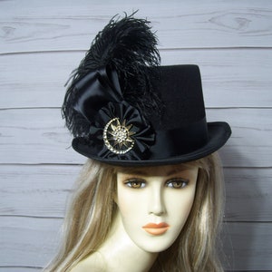 Stevie Nicks geïnspireerde zwarte cilinderhoed, Kentucky Derby-cilinderhoed dames, steampunk cilinderhoed, Victoriaanse cilinderhoed, Halloween cilinderhoed, bruiloft cilinderhoed