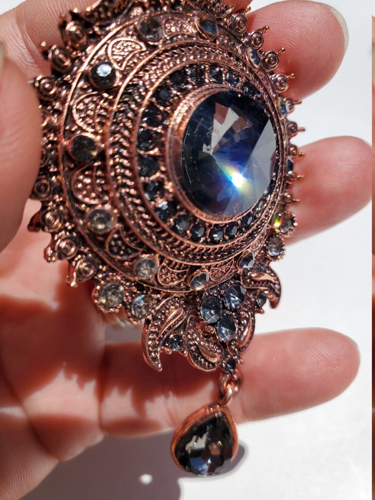 Large Ornate Jewel Pin Brooch Victorian Style Brooch Pin Etsy