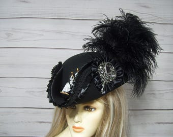 Ship Tricorn ( Steampunk, Black, Hat , Pirate ) - Etsy