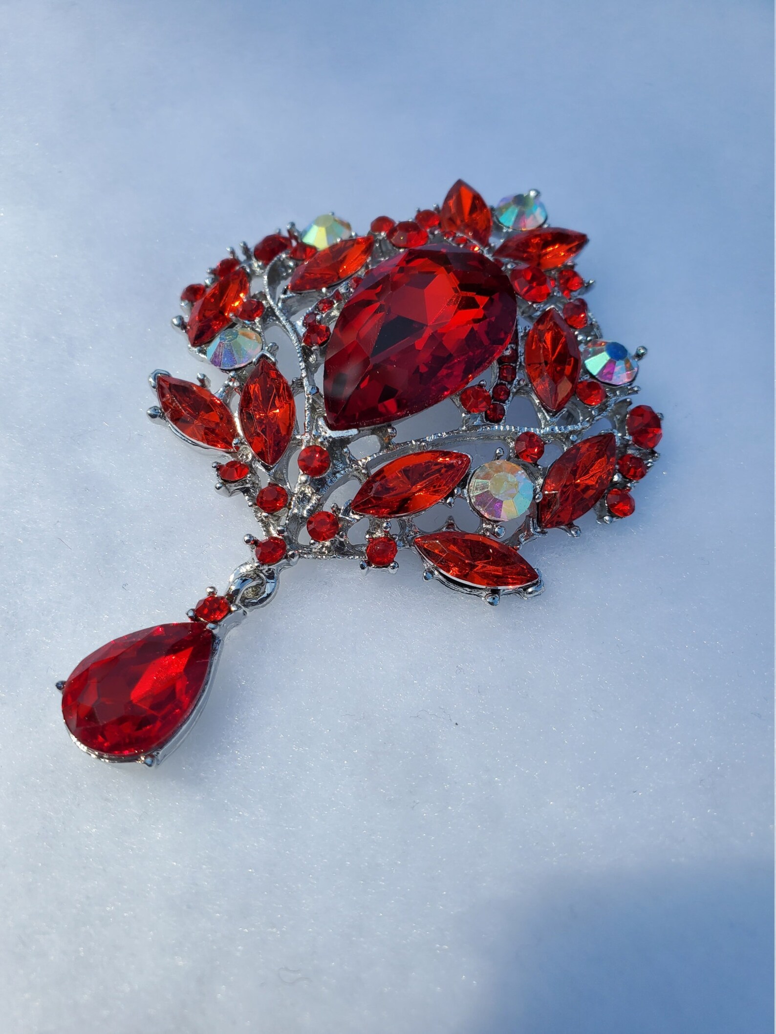 Red Large Ornate Jewel Brooch Pin Victorian Style Jewel and Etsy