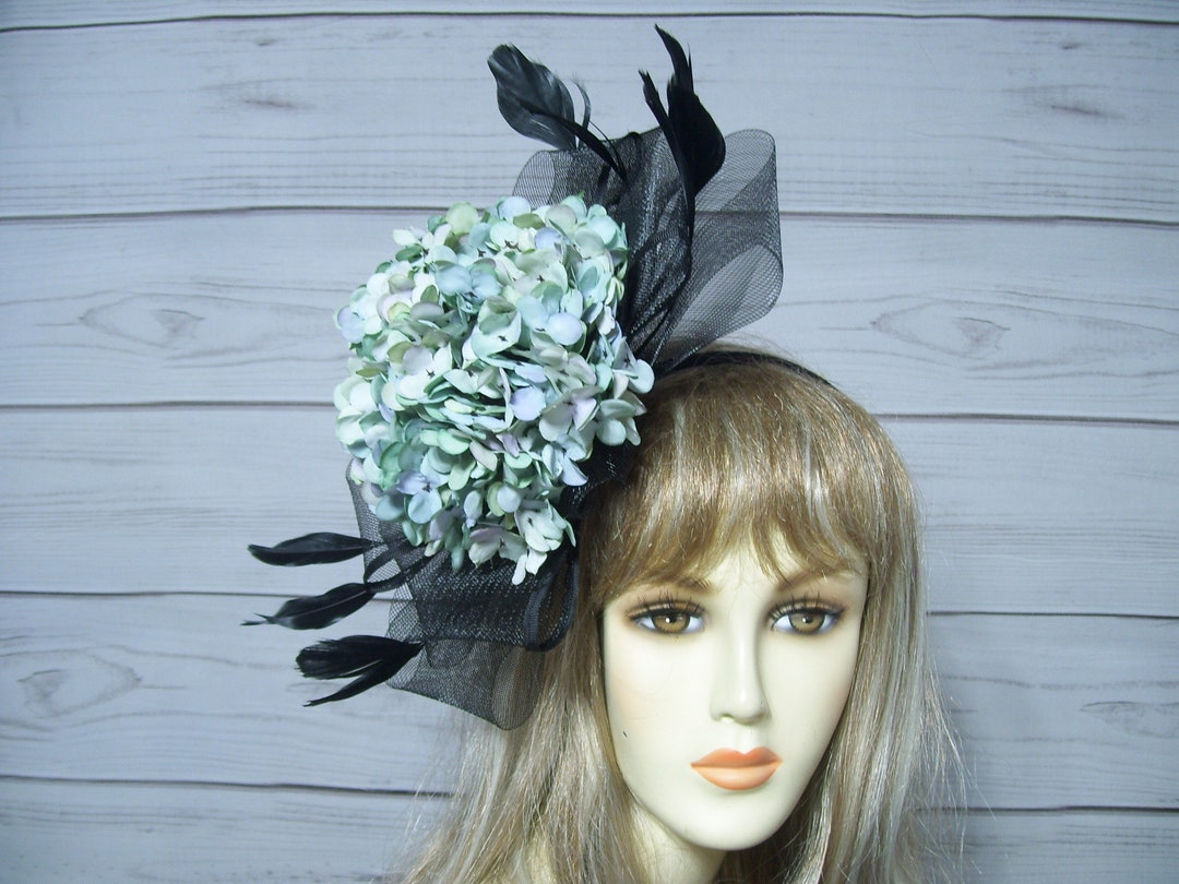 Black Bow Fascinator Kentucky Derby Hydrangea Hat, Easter  display picture 1