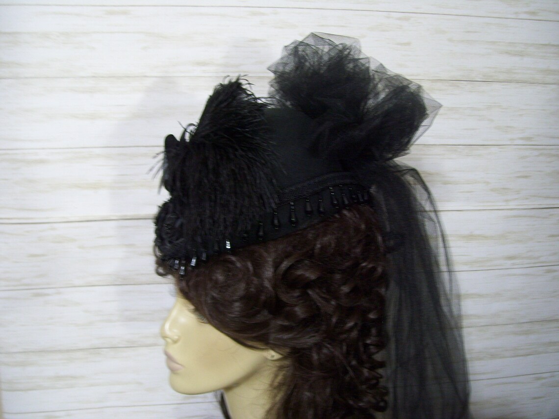 Victorian Mini Riding Hat Black Mini Riding Hat Mourning Etsy