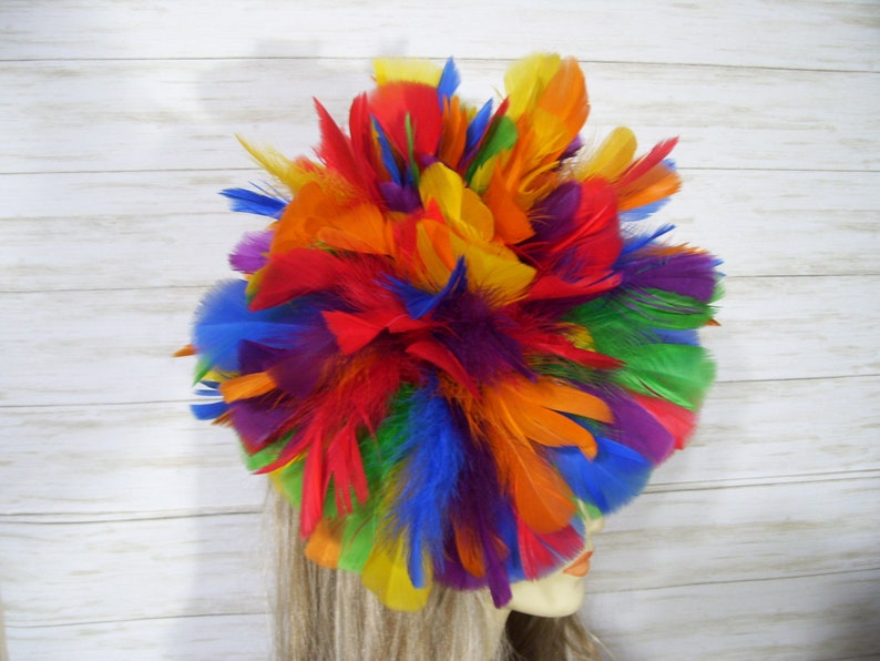 Rainbow Feather Fascinator Hat Multicolor Feather Fascinator - Etsy