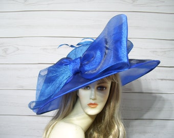 Kentucky Derby Hat Royal Blue Kentucky Derby Hat, Easter Hat, Victorian Hat, Wedding Hat, Church Hat, Mothers Day Hat