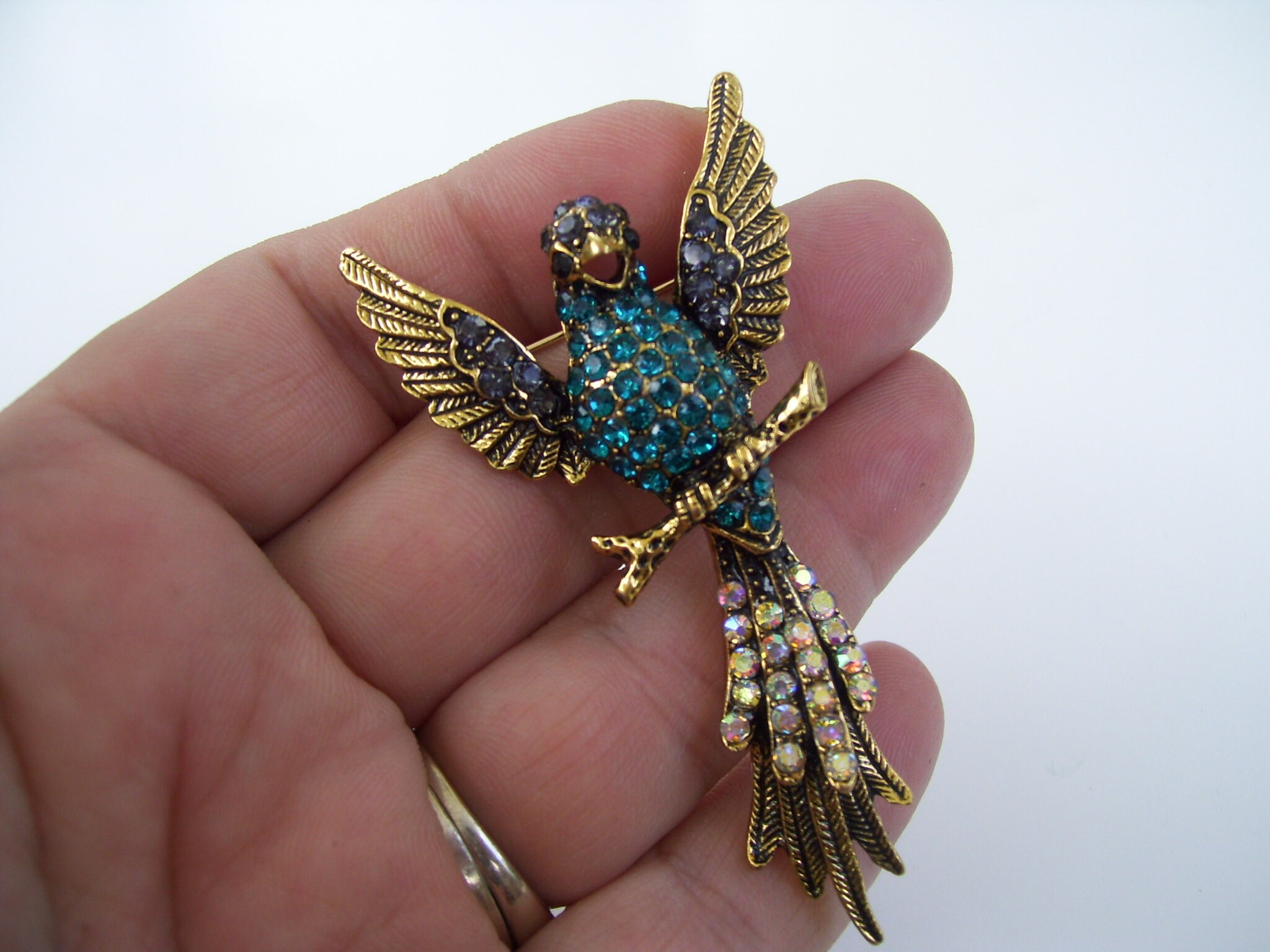 Hummingbird Brooch Pins For Women Fashion Bird Pins Elegant Rhinestone