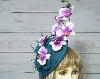 Purple and White Orchid Fascinator Kentucky Derby Hat, Tea Party Hat, Wedding Fascinate, Ascot Hatinator, Belmont, Car Shows, USA Seller