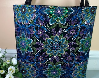 Tote Bag, Handmade Tote Bag, Project Bag, Knitting Bag, Fabric Tote Bag, Book Bag,