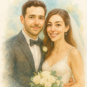 Custom Watercolor Portrait | Dreamy Wedding Gift | Romantic Digital Art