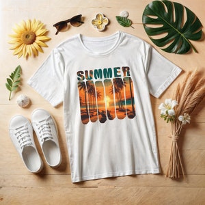Tropical Sunset Beach Design: Summer SVG PNG, Palm Trees (Digital Download)
