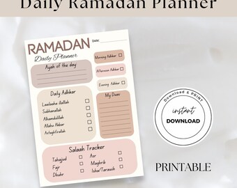 Minimalist Ramadan Daily Planner | Salah, Duas, Adhkar Tracker (Digital Download)