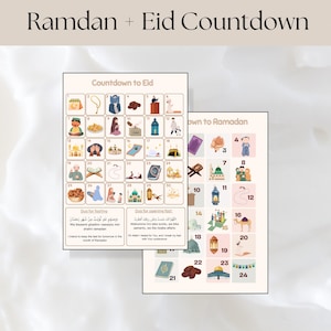 Aftelkalender voor Ramadan en Eid | Digitale download | Afdrukbaar | Leuke activiteiten voor kinderen | Essentiële ramadandua's |