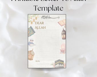 Letter to Allah Template | Printable Islamic Reflection Journal (Digital Download)