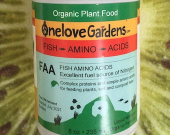 Fish Amino Acid - 8 ounce  - Organic Nitrogen Fertilizer  - KNF Jadam FAA One Love Gardens Brand