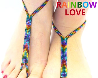 RAINBOW LOVE Pride Barefoot Sandals Foot Jewlery