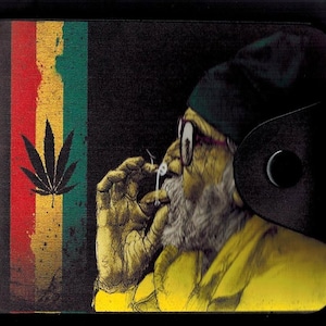 Cartera de valor Hoja de cannabis legalizar cuero impreso como billetera de vinilo