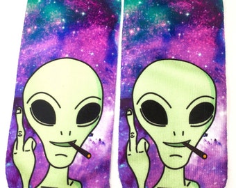 AWA Ankle Socks aliens with Attitude and 9 more Funky vibrant color themed prints. SOXBOX - Shock Socks