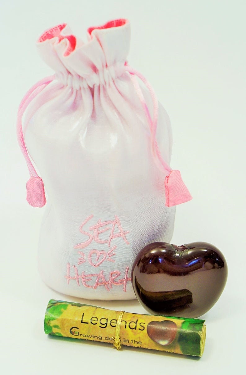 Valentine Pink and White Sea Heart Bag with Lucky Amulet Sea Heart Charm Talisman. image 1