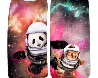 Major Tom Cat Ankle Socks, 9 Funky vibrant color themed prints. SOXBOX