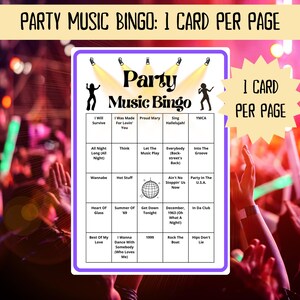 Party Music Bingo - 100 cards - musical party bingo - dance bingo - team building games - fun icebreaker - Spotify playlist bingo game - dance bingo - dance mode bingo - bingo dancing- team build - music bingo game -  musical bingo - last disco party
