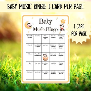 100 Baby Music Bingo cards - musical bingo - baby shower bingo - virtual baby shower - baby girl bingo - baby boy bingo - Spotify playlist - baby sprinkle bingo - cowboy western baby shower activity - baby family feud - baby songs bingo - jeopardy