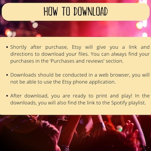 Party Music Bingo - 100 cards - musical party bingo - dance bingo - team building games - fun icebreaker - Spotify playlist bingo game - dance bingo - dance mode bingo - bingo dancing- team build - music bingo game -  musical bingo - last disco party