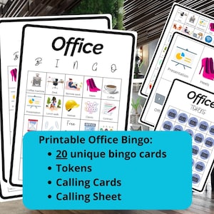 20 bingokaarten op kantoor - teambuildingspellen - vergaderbingo - collegabingo - afdrukbare ijsbreker - conferentiebingo - kantoorspellen