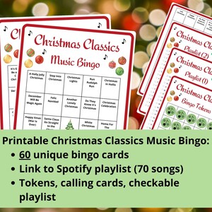 Weihnachts Musik Bingo - 60 Bingo Karten - druckbares Musik Bingo - Familienfreundliches Weihnachtsspiel - Weihnachts im Juli Bingo