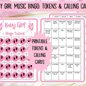 60 Baby Girl Music Bingo cards - music bingo - baby shower bingo - virtual baby games - girl baby shower - baby shower music - Spotify bingo - music playlist bingo -fun baby shower game - virtual baby games - baby shower activity - gender reveal game