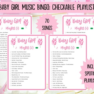 60 Baby Girl Music Bingo cards - music bingo - baby shower bingo - virtual baby games - girl baby shower - baby shower music - Spotify bingo - music playlist bingo -fun baby shower game - virtual baby games - baby shower activity - gender reveal game