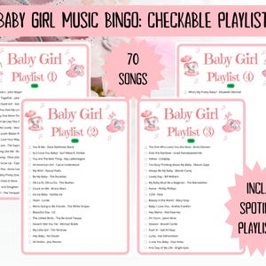 40 Baby Girl Music Bingo cards - music bingo - baby shower bingo - virtual baby games - baby trivia - baby shower jeopardy - Spotify playlist - musical bingo - girl baby shower - virtual baby shower - baby shower activity - gender reveal games pink