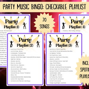 Party Music Bingo - 100 cards - musical party bingo - dance bingo - team building games - fun icebreaker - Spotify playlist bingo game - dance bingo - dance mode bingo - bingo dancing- team build - music bingo game -  musical bingo - last disco party