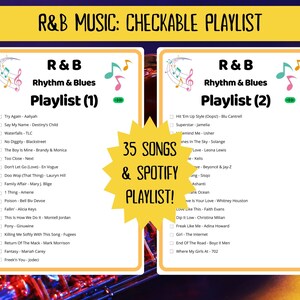 80 RnB Music Bingo cards - Rhythm and Blues - music games - team building game - class reunion bingo - family reunion bingo - Spotify playlist - RnB Soul Pop Songs - RnB bingo - pub crawl bingo - bar bingo - RnB songs bingo - soul music - printable