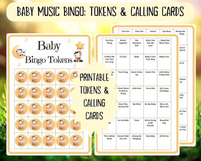 100 Baby Music Bingo cards - musical bingo - baby shower bingo - virtual baby shower - baby girl bingo - baby boy bingo - Spotify playlist - baby sprinkle bingo - cowboy western baby shower activity - baby family feud - baby songs bingo - jeopardy