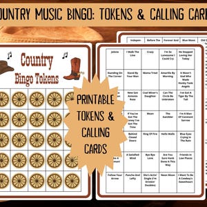 Country Music Bingo - 60 bingo cards music games - musical bingo - western bingo - Spotify playlist bingo - country bingo - musical games - country western gaming - country music - honky tonk - george strait - musical game - honkytonk - countrysongs