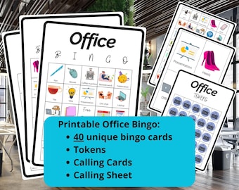 Office Bingo - 40 bingo cards - office games - team building game - meeting bingo - coworker bingo - printable ice breaker - conference call